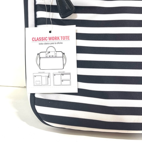 Classic Work Tote Striped Office Bag with Laptop Bag - Picture 2 of 8